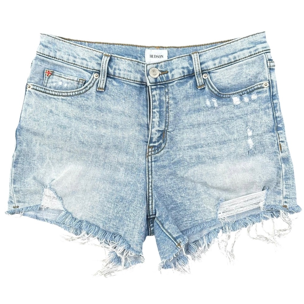 Hudson Gracie Mid Rise Distressed Cutoff Denim Shorts Light Wash Size 30